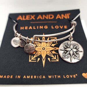 Alex and Ani Healing Love Charm Bangle Expandable 2016 Silver Bracelet
